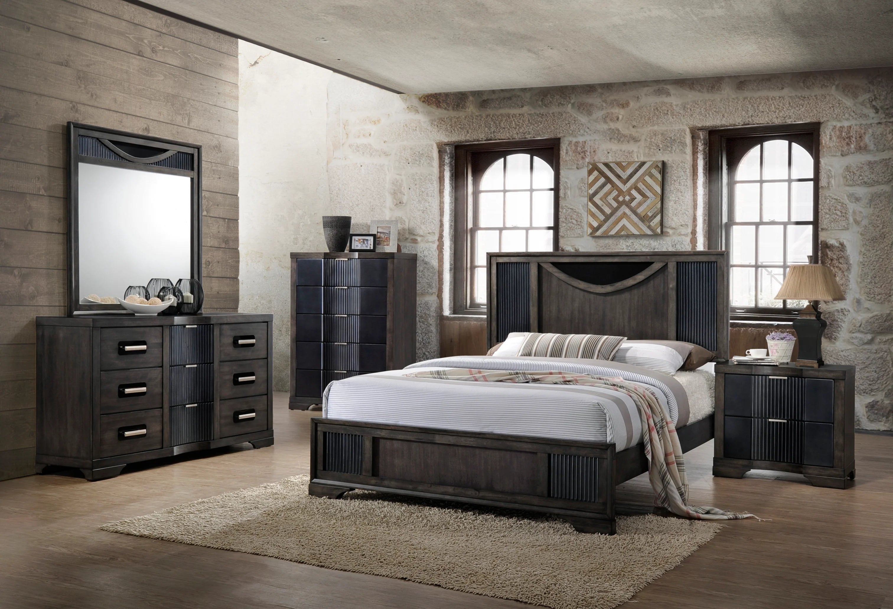 Rustic 8Pcs Bedroom Set