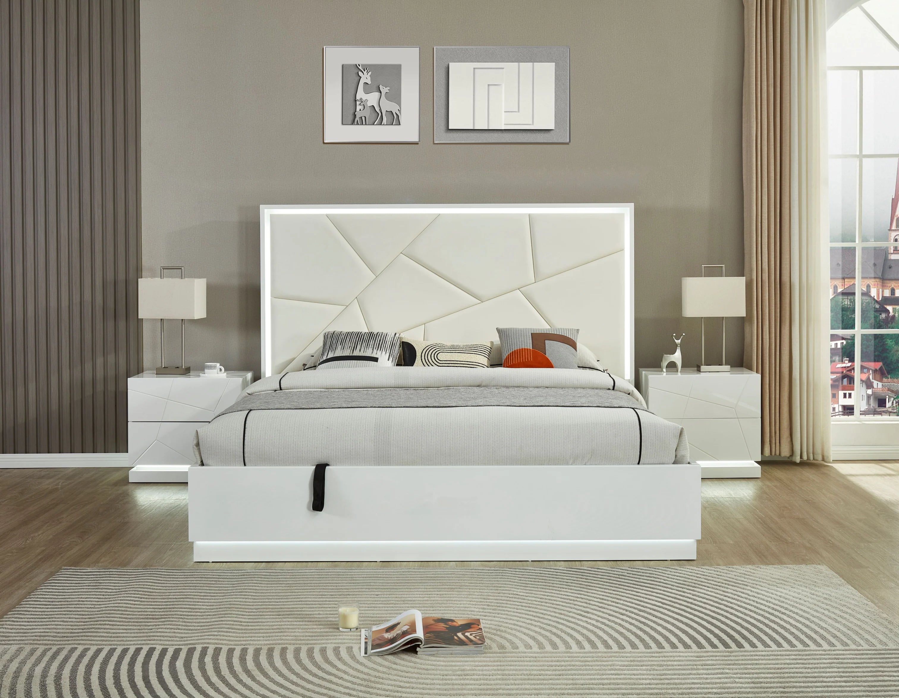 White Gloss 8 pcs Bedroom Set