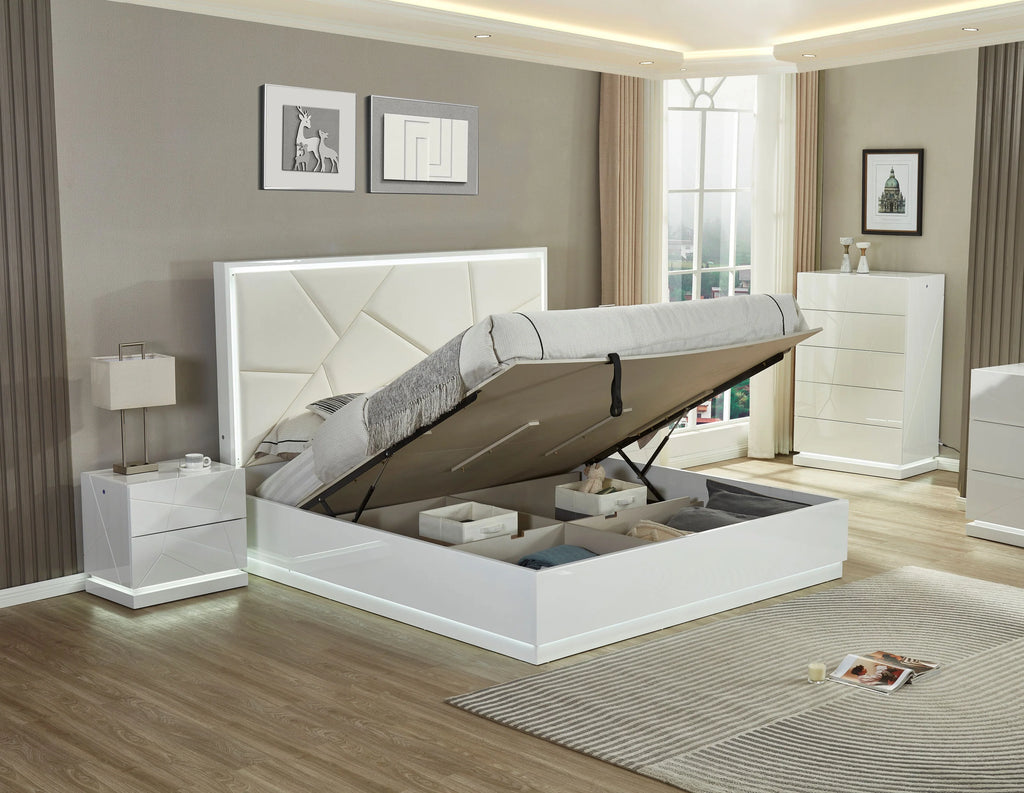 White Gloss 8 pcs Bedroom Set
