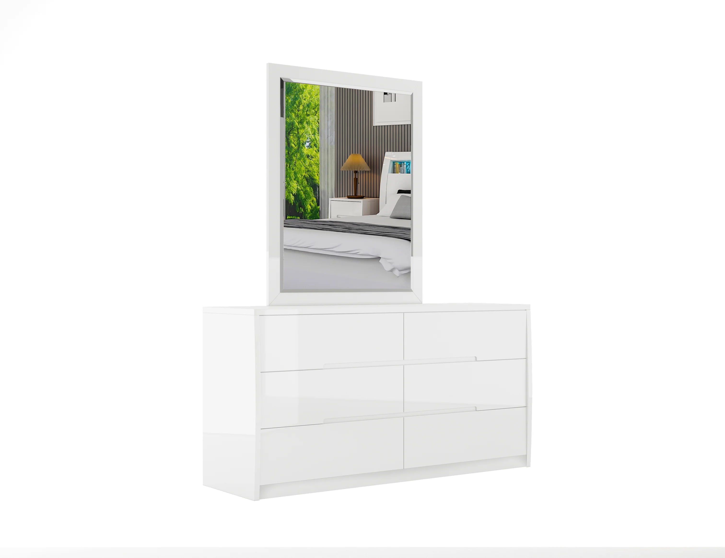 Glossy White 8Pcs Bedroom Set